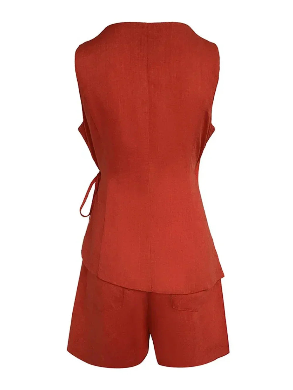 Lila Linen V-neck Top and Shorts Set